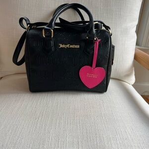 Juicy Couture Black Embossed Handbag with Pink Heart Tag